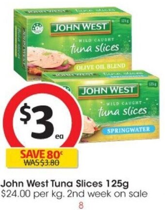 Coles John West Tuna Slices 125g offer