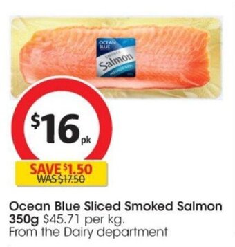 Coles Ocean Blue Sliced Smoked Salmon 350g offer