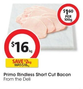 Coles Primo Rindless Short Cut Bacon offer
