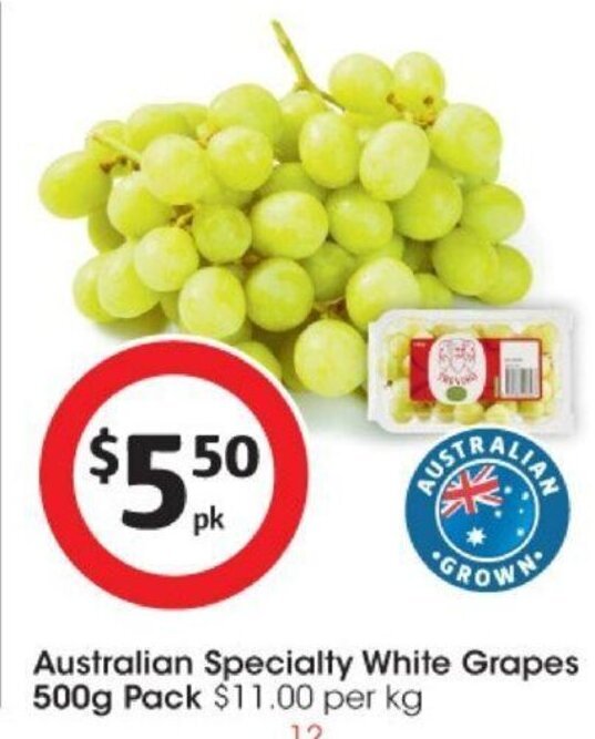 Australian Specialty White Grapes 500g offer at Coles