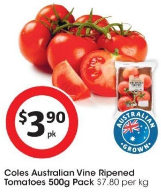 Coles Australian Vine Ripened Tomatoes 500g offer at Coles