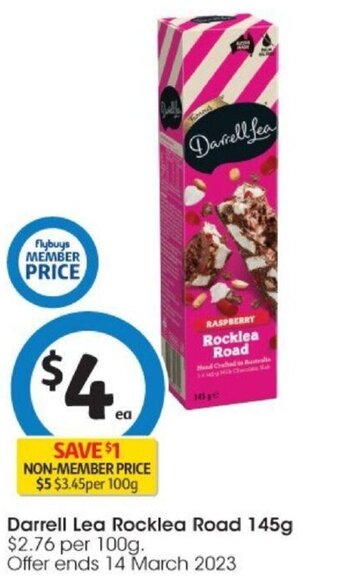 Coles Darrell Lea Rocklea Road 145g offer