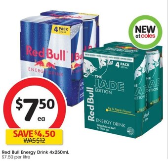 Coles Red Bull Energy Drink 4x250ml offer