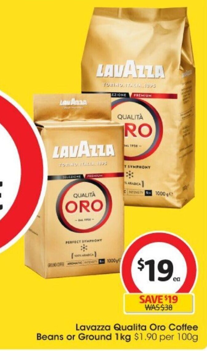 Lavazza Qualita Oro Coffee Beans or Ground 1kg offer at Coles