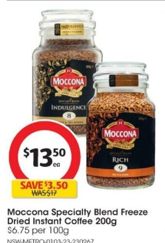 Coles Moccona Specialty Blend Freeze Dried Instant Coffee 200g offer