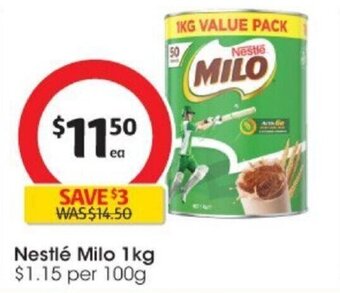 Coles Nestle Milo 1kg offer