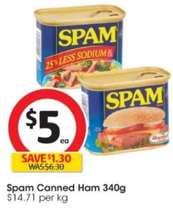 Coles Spam Canned Ham 340g offer