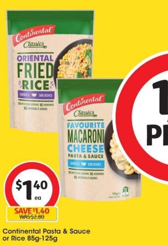 Coles Continental Pasta & Sauce or Rice 85g-125g offer