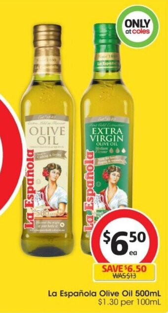 Coles La Espanola Olive Oil 500ml offer