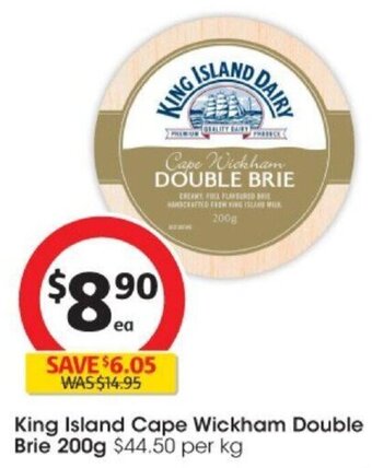 Coles King Island Cape Wickham Double Brie 200g offer