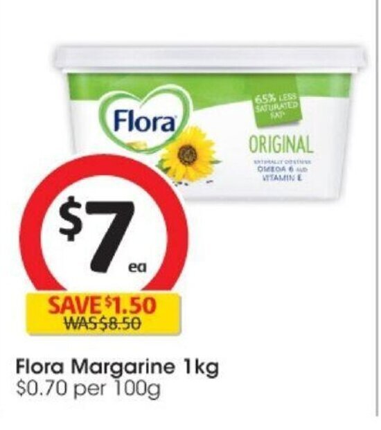 Flora Margarine 1kg offer at Coles