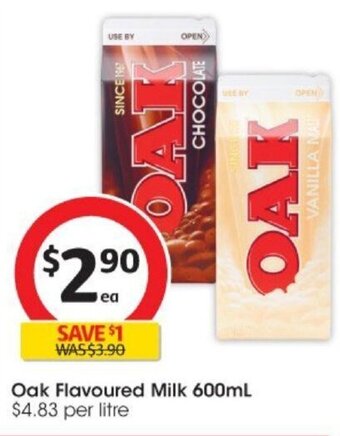 Coles Oak Flavoured Milk 600ml offer