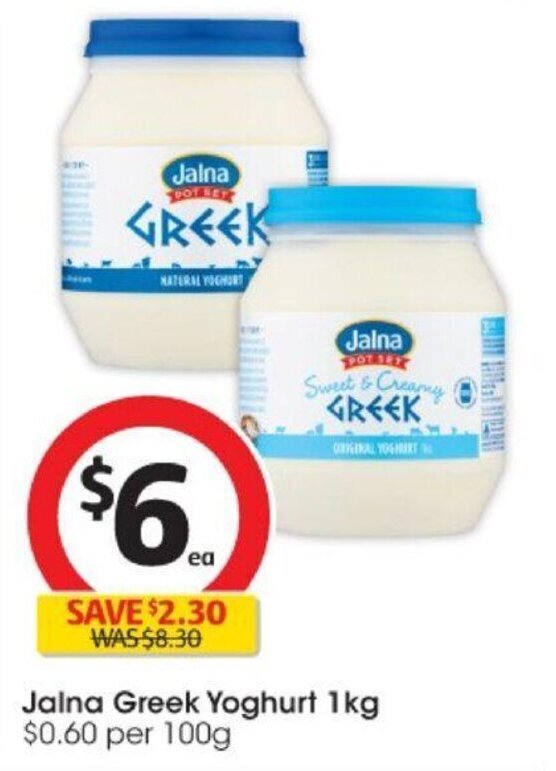 Jalna Greek Yogurt 1kg offer at Coles