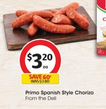 Coles Primo Spanish Style Chorizo offer