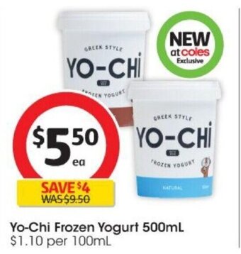 Coles Yo-Chi Frozen Yogurt 500ml offer