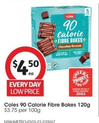 Coles Coles 90 Calorie Fibre Bakes 120g offer