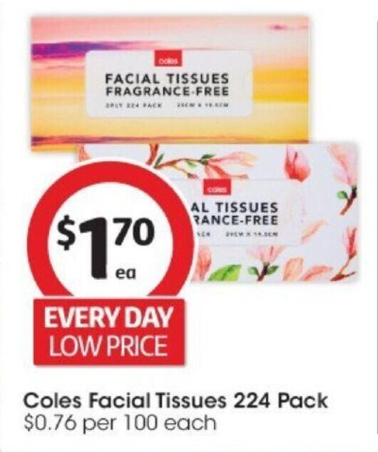 Coles Facial Tissues 224 Pack offer at Coles