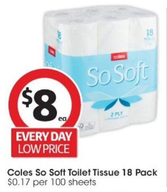 Coles So Soft Toilet Tissue 18 Pack offer at Coles