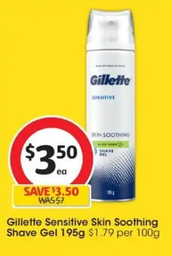 Coles Gillette Sensitive Skin Soothing Shave Gel 195g offer