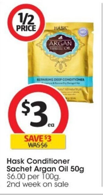 Coles Hask Conditioner Sachet Argan Oil 50g offer