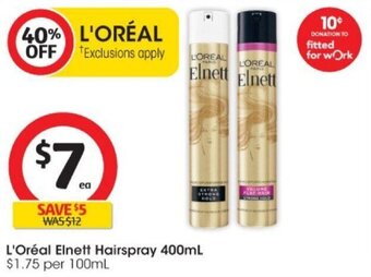 Coles L'Oreal Elnett Hairspray 400ml offer