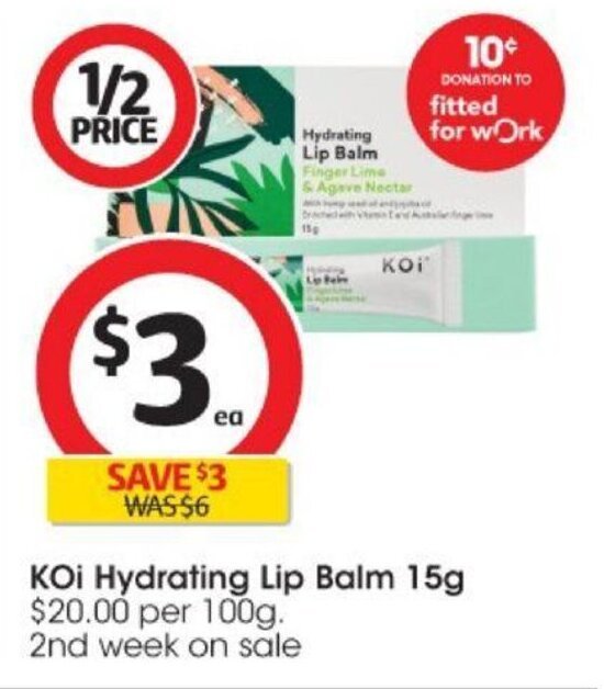 KOi Hydrating Lip Balm 15g offer at Coles