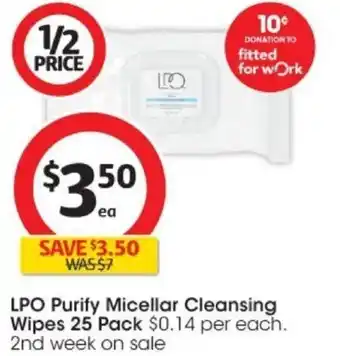 Coles LPO Purify Micellar Cleansing Wipes 25 Pack offer