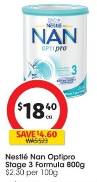 Coles Nestle Nan Optipro Stage 3 Formula 800g offer