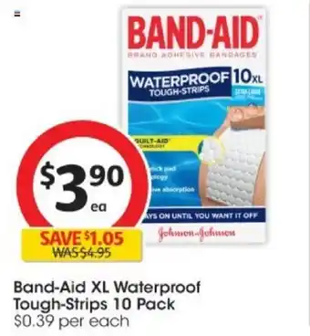 Coles Band Aid XL Waterproof Tough Strips 10 Pack offer