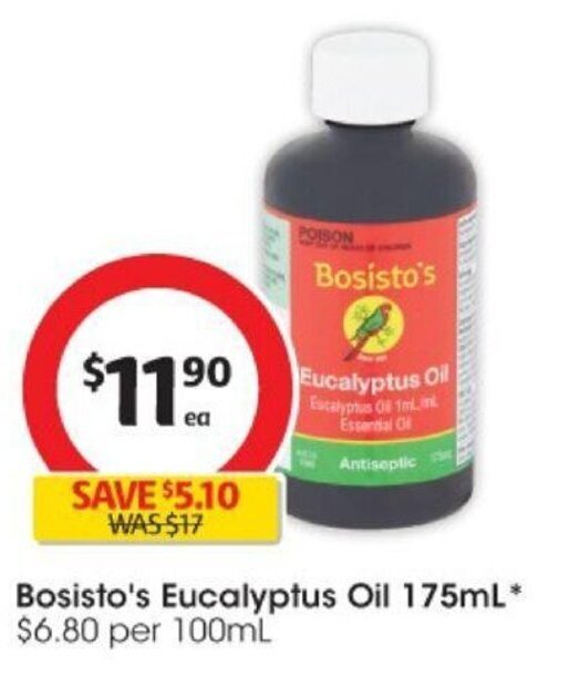 Bosisto's Eucalyptus Oil 175ml offer at Coles