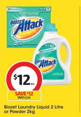 Coles Biozet Laundry Liquid 2 Litre or Powder 2kg offer