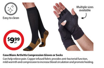 Coles Casa Blanc Arthritis Compression Gloves or Socks offer