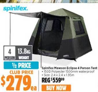 Anaconda Spinifex mawson eclipse 4 person tent offer