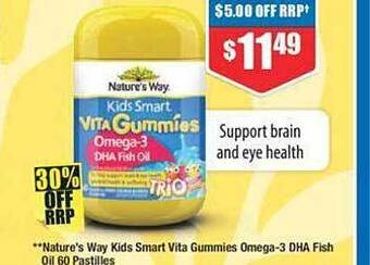 Chemist Warehouse Nature's way kids smart vita gummies omega-3 dha fish oil offer