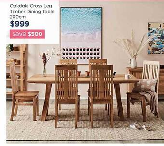 Early Settler Oakdale cross leg timber dining table offer