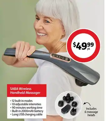 Coles Saba wireless handheld massager offer