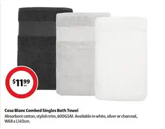Coles Casa blanc combed singles bath towel offer