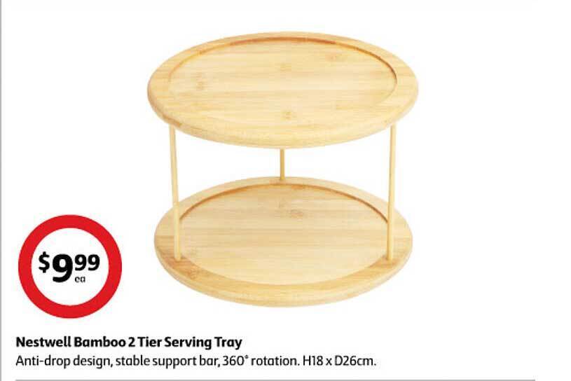 Nestwell bamboo 2 tier serving tray offer at Coles