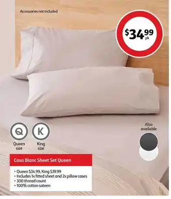 Coles Casa blanc sheet set queen offer