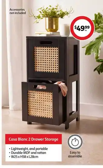Coles Casa blanc 2 drawer storage offer