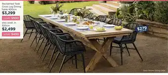 Early Settler Reclaimed teak cross led dining table 400cm offer