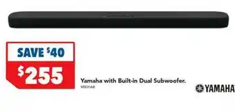 Harvey Norman Yamaha with built-in dual subwoofer offer