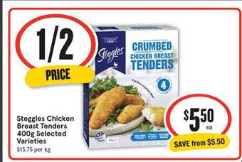 IGA Steggles chicken breast tenders selected varieties offer