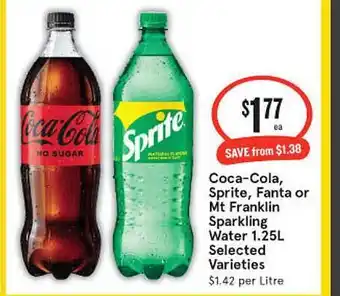 IGA Coca-cola sprite fanta or mt franklin sparkling water selected varieties offer