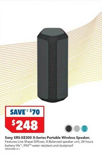 Harvey Norman Sony srs-xe300 x-series portable wireless speaker offer