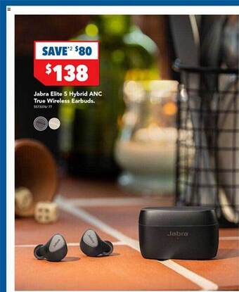 Harvey Norman Jabra elite 5 hybrid anc true wireless earbuds offer