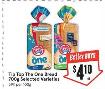 IGA Tip top the one bread selected varieties offer