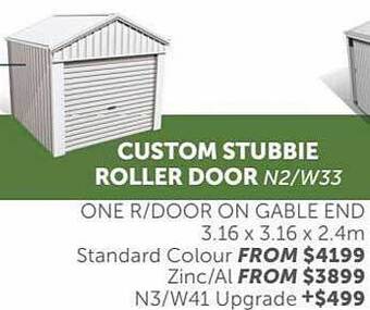 Stratco Custom stubbie roller door n2-w33 offer