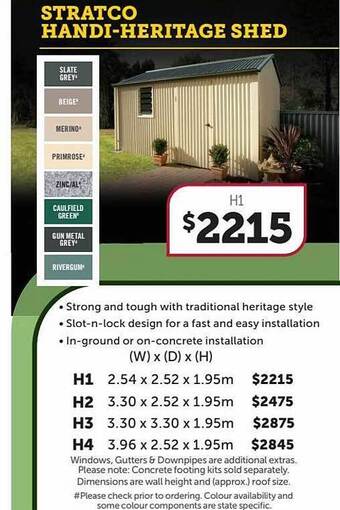 Stratco Stratco handi-heritage shed offer