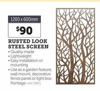 Stratco Rusted look steel screen offer
